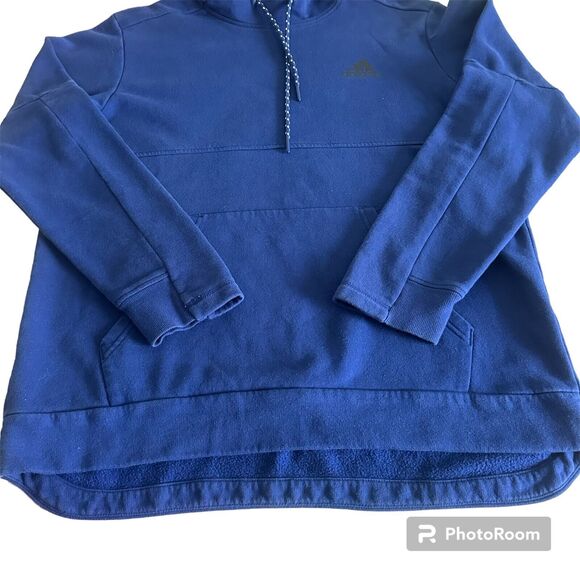 Adidas Hoodie Mens Large Blue Pullover Hooded Sweatshirt Logo Active Adult - Picture 2 of 7